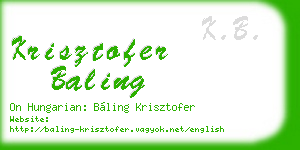 krisztofer baling business card